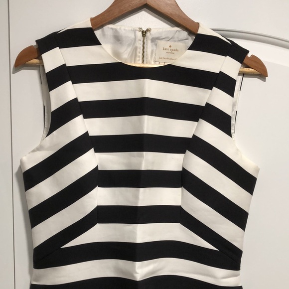 NWOT! - KATE SPADE ‘Marilella’ Cotton & Silk Blend Stripe Dress w/Gold Zipper - Picture 2 of 10